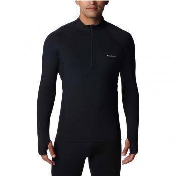 Camiseta de fitness Columbia Midweight Stretch negra para hombre, de manga larga con media cremallera