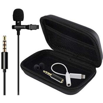 BelonLink Microfono de Solapa,3.5mm Mini Mlavalier Micrófono de Condensador con 2 Adaptadores para Grabación Entrevista/Videoconferencia/Podcast/Dicción de Voz
