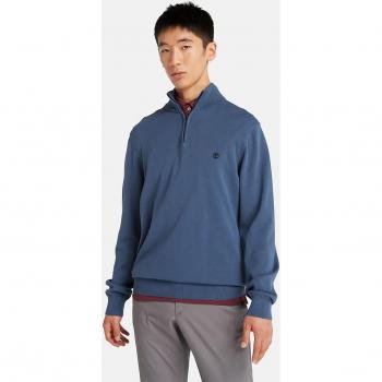 Timberland Men's Cotton Half-Zip Sweater - Williams River Blue, Size S