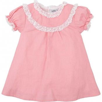 Vestido de bebé niña en color rosa con puntilla