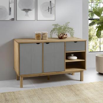 OTTA Brown and Grey Pine Wood Sideboard 114x43x73.5 cm