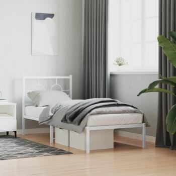 Cama solar con cabecero de metal blanco 80x200 cm