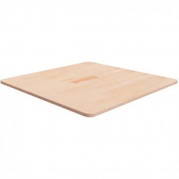 Mesa cuadrada de roble macizo sin tratar 70x70x1,5 cm Marrón