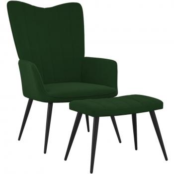 Sillón de relax con taburete de terciopelo verde oscuro Día y Noche