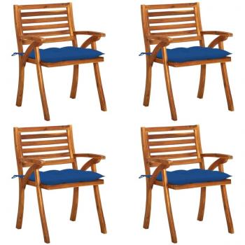 Sillas de jardín con almohadas 4 piezas de madera maciza de Acacia