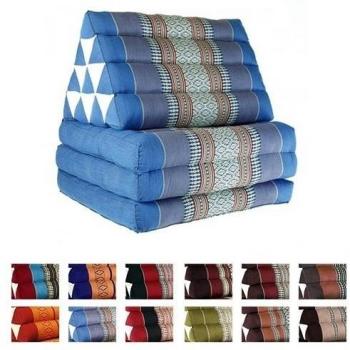 Beautissu® Cojín triangular tailandés XL para yoga y meditación con 3 colchones - Early beach - Azul