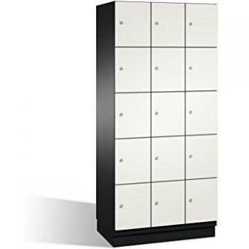 Armario de compartimentos bajo llave Cambio C+P, 3 compartimentos, color gris oscuro y blanco, puertas de acero, ancho 900 mm