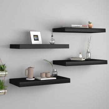 vidaXL Floating Wall Shelves - 4 pcs, Black, 50x23x3.8 cm, MDF