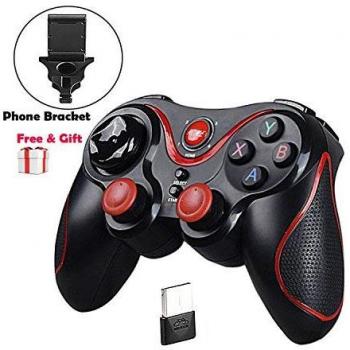 Maegoo Mando Inalámbrico para Juegos, 2.4GHz Bluetooth Game Controller Gamepad Joystick Inalámbrico con Soporte de Teléfono para Android Smartphone Xiaomi Huawei Samsung PC Windows PS3 Smart TV etc.