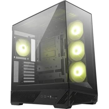 Caja de PC MSI MAG PANO 130R PZ - Torre Media Negra con Vidrio Templado, 3 Ventiladores ARGB, USB 3.2 Type-C y Conectores de Audio/Micro