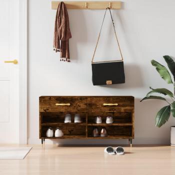 Banco zapatero de madera multicapa roble ahumado 102x35x55 cm