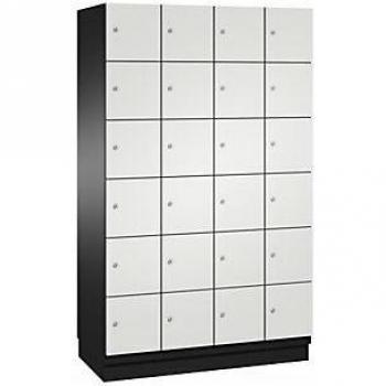 Armario de compartimentos bajo llave Cambio C+P, 6 taquillas, 4 divisiones, color gris oscuro y claro, puertas de chapa de acero, ancho 1200 mm