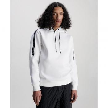 Calvin Klein Men's White Logo Tape Hoodie Size S