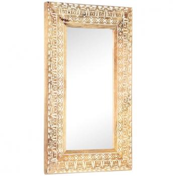 Espejo tallado a mano de madera maciza de mango 80x50x2,6 cm