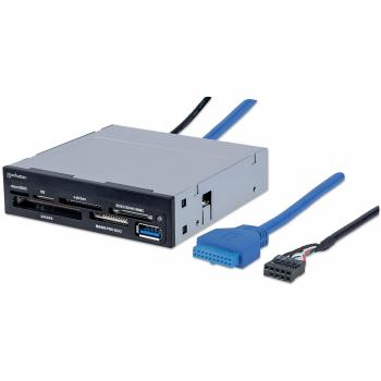 Manhattan Multi Card Reader Writer USB 3.0 3.5 Inch Panel 48 in 1 Supports Most Current Card Types
