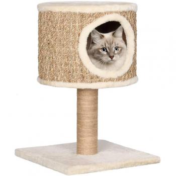 Árbol para gatos con casa y poste rascador 52 cm hierba marina