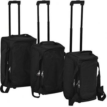 vidaXL Juego de 3 Maletas Negras Accesorios de Viaje Equipaje Bolsos de Viaje