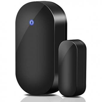 PHYSEN - Mini sensor de ventana de puerta magnético inalámbrico, sensor de alarma para timbre de entrada, alarma de puerta interior, color negro