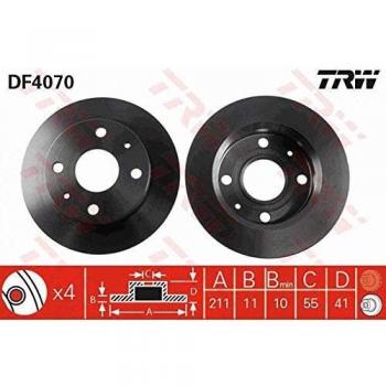 Disco de freno TRW DF4070 frente, completo, 1 pieza