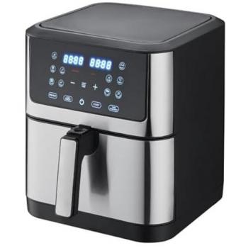 Freidora de Aire Independiente Silver Atenas 8L 1800W Negro Acero Inoxidable