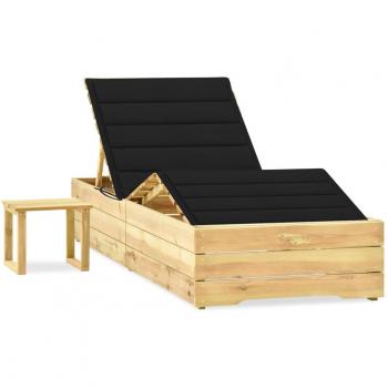 Tumbona de jardín Day and Night con mesa de madera de pino impregnada y cojín