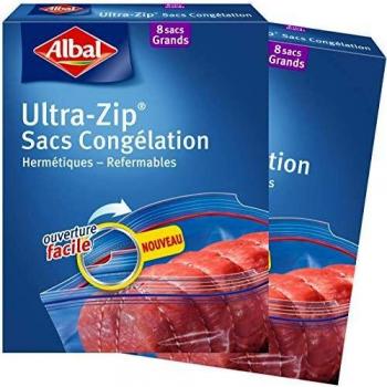 Albal 8 bolsas de congelación, cierre ultrazip, hermético, 8 L
