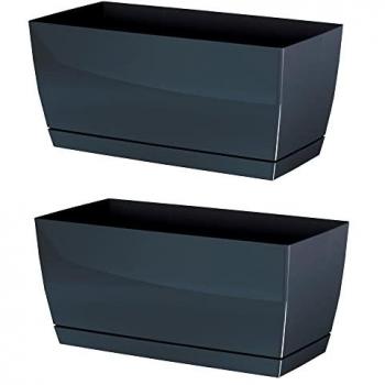 Jardinera de plástico Coubi Case P grafito 29x14,2x13,6 cm (pack de 2)