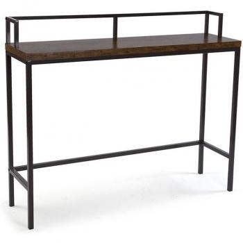 Consola de entrada Alanis, estilo industrial, medidas 92 x 30 x 110 cm, fabricada en madera, melamina y metal color negro