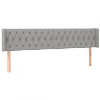 Cabecero de tela gris claro con orejas 183x16x78/88 cm
