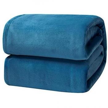 Bedsure Manta para Sofás de Franela 220x240cm - Manta para Cama 135/150 Reversible de 100% Microfibre Extra Suave, Manta Azul Brillante Transpirable