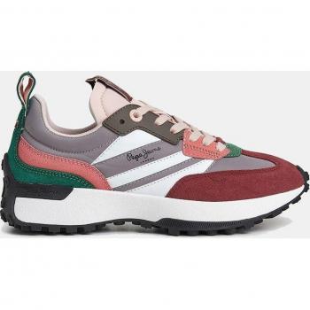 Pepe Jeans Lucky Grand Pearl Silver Multicolor Zapatillas Running Bajas con Logotipo y Suela Acabado Dentado de Piel para Mujer Talla 38