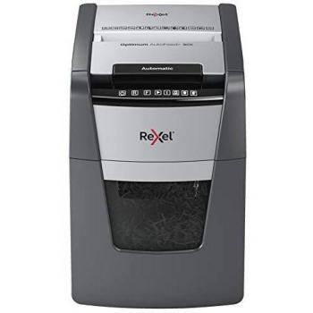 Rexel Optimum Autofeed Destructora de Papel de Alimentación Automática y Corte en Partículas P4, 90 Hojas, Papelera Extraíble de 34 Litros, 2020090X