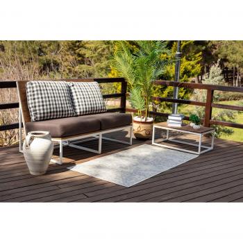 Surya - Alfombra Moderna de Exterior para Terraza, Balcón y Cocina en Marfil y Gris, Dimensiones 80 x 150 cm