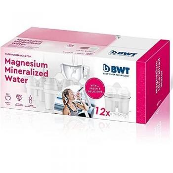 BWT - Pack 12 Filtros con magnesio que mejora sistema inmurológico, reduce cal, cloro, impurezas del agua y mejora sabor - Pack para un año