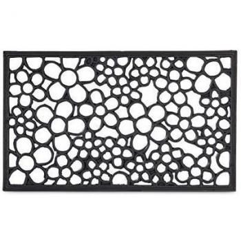 Felpudo Antideslizante de Caucho con Patrón de Flores, Impermeable para Uso Interior y Exterior, 75 x 45 cm, Color Negro