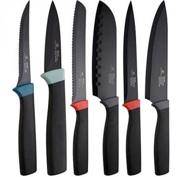 Set 6 cuchillos de cocina BERGNER ESSENCE IC en acero inoxidable con revestimiento antiadherente en negro