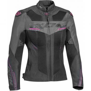 Ixon Chaqueta Textil de Moto para Mujer Draco Negro-Antracita-Fucsia