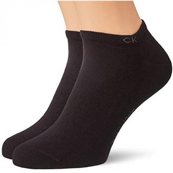 Calvin Klein Calcetines Sneaker Logo Ribbon 2 Pares, Color Negro y Gris, Talla 39-42