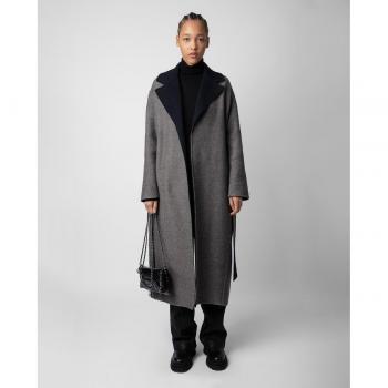 Zadig & Voltaire Women's Meli Wool Blend Wrap Coat - Grey Black - Size XS/S