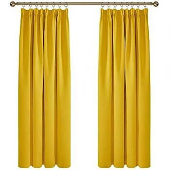 Deconovo Cortinas Salón Opacas Modernas Térmicas Aislante Decorativas Fruncidas 2 Piezas 117x183cm Limón