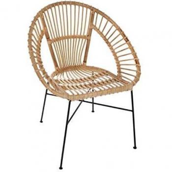 Sillón Mimbre Natural y Metal Beige Diseño Moderno Atmosphera