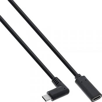 Cable USB 3.2 Gen 2x2 de Extensión USB-C (Macho a Hembra) Curvo - Negro - 1m