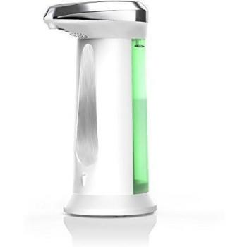 Arendo - Dispensador / dosificador de jabón automático | Dispensador de jabón líquido con sensor de infrarrojos integrado | Capacidad de 340 ml | automático / sin contacto | blanco / cromado