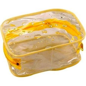 Welecom 1 x PVC transparente funda de plástico cremallera neceser de aseo de viaje baño 3 tamaños amarillo amarillo S