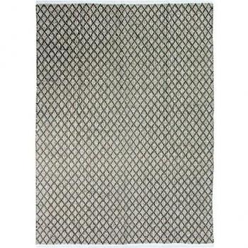 Alfombra de salón o dormitorio 100% algodón con aspecto étnico y rayas entrecruzadas 160 x 230 cm Blanco/Marrón arena