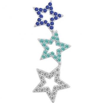 Pendiente trepador Climbing Stars de plata bañado en rodio