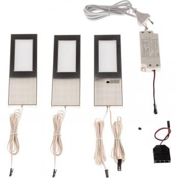 Lámpara LED bajo mueble PRIOS Rikela 3 piezas acero gris moderna para salón y comedor