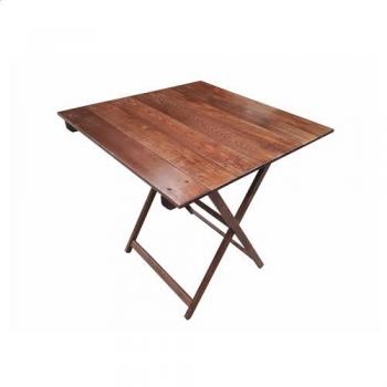 Mesa Velador Plegable de Madera de Haya con Acabado en Nogal - 70x70x76 cm - Wellhome