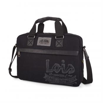 LOIS - Portadocumentos 15p de hombre Oiled Canvas, Color Negro