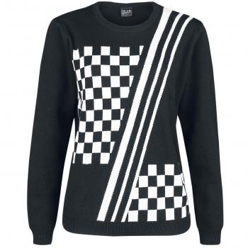 Pussy Deluxe Jersey de Punto a Cuadros Sudadera Mujer Negro-Blanco XS